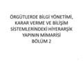 ÖRGÜTLERDE BİLGİ YÖNETİMİ, KARAR VERME VE BİLİŞİM SİSTEMLERİNDEKİ HİYERARŞİK YAPININ MİMARİSİ BÖLÜM 2 1.