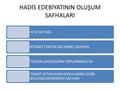 HADİS EDEBİYATININ OLUŞUM SAFHALARI HIFZ SAFHAS KİTABET (YAZIYA GECERME) SAFHASI TEDVİN (HADİSLERİN TOPLANMASI) SA TASNİF (KİTAPLARIN KONULARINA GÖRE BÜLÜMLENDİRİMESİ)