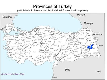 (with Istanbul, Ankara, and Izmir divided for electoral purposes)