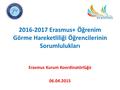 2016-2017 Erasmus+ Öğrenim Görme Hareketliliği Öğrencilerinin Sorumlulukları Erasmus Kurum Koordinatörlüğü 06.04.2015.