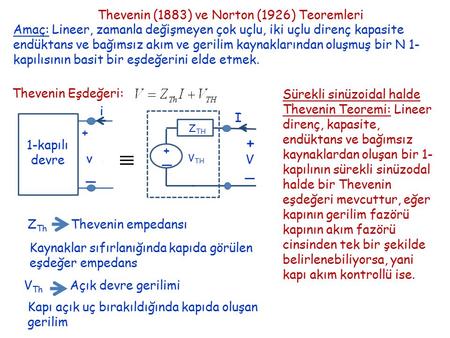Thevenin (1883) ve Norton (1926) Teoremleri