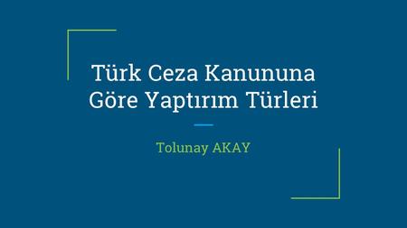 Türk Ceza Kanununa Göre Yaptırım Türleri Tolunay AKAY.