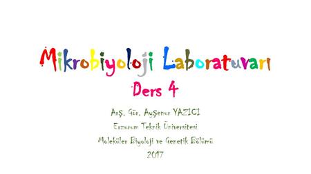 Mikrobiyoloji Laboratuvarı Ders 4