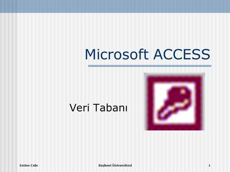 Microsoft ACCESS Veri Tabanı Emine Cabı Başkent Üniversitesi.