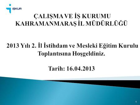 ÇALIŞMA VE İŞ KURUMU KAHRAMANMARAŞ İL MÜDÜRLÜĞÜ 2013 Yılı 2