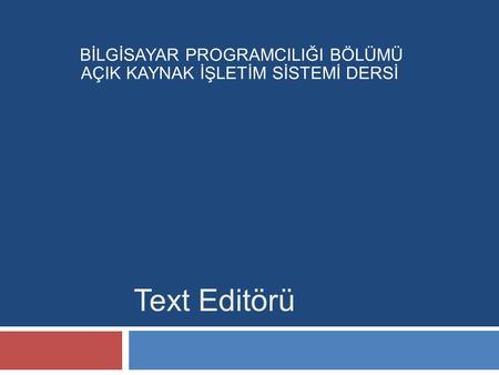 Text Editörü BİLGİSAYAR PROGRAMCILIĞI BÖLÜMÜ