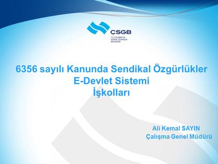 6356 sayılı Kanunda Sendikal Özgürlükler E-Devlet Sistemi İşkolları  Ali Kemal SAYIN.