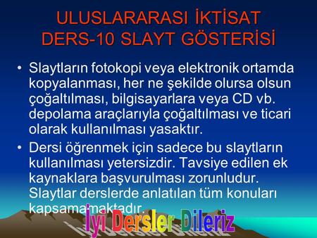 ULUSLARARASI İKTİSAT DERS-10 SLAYT GÖSTERİSİ