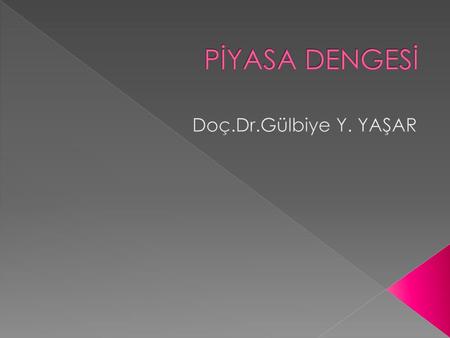 PİYASA DENGESİ Doç.Dr.Gülbiye Y. YAŞAR.