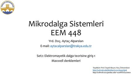 Mikrodalga Sistemleri EEM 448