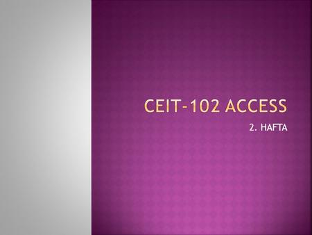 CEIT-102 Access 2. HAFTA.