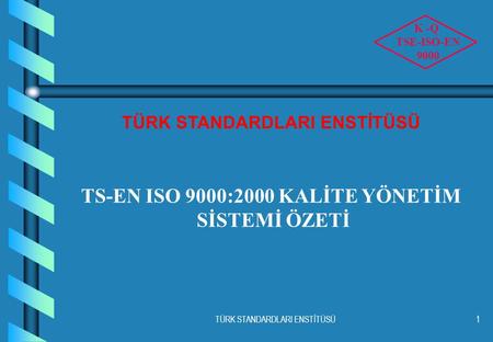 TÜRK STANDARDLARI ENSTİTÜSÜ TS-EN ISO 9000:2000 KALİTE YÖNETİM