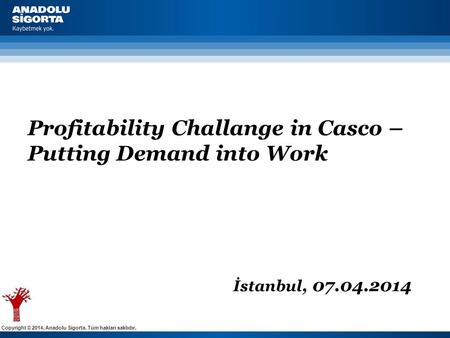 Copyright © 2014, Anadolu Sigorta. Tüm hakları saklıdır. Profitability Challange in Casco – Putting Demand into Work İstanbul, 07.04.2014.