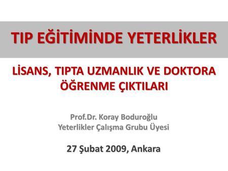 Prof.Dr. Koray Boduroğlu Yeterlikler Çalışma Grubu Üyesi