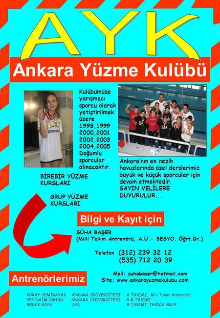 AYK Ankara Yüzme Kulübü Bilgi ve Kayıt için Antrenörlerimiz