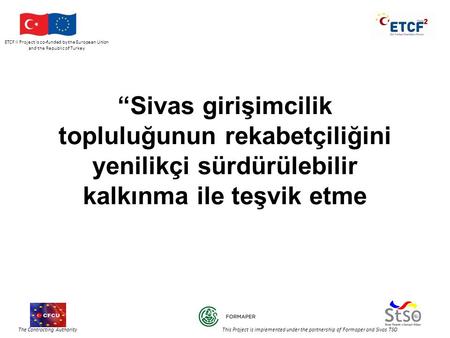 ETCF II Project is co-funded by the European Union and the Republic of Turkey The Contracting Authority This Project is implemented under the partnership.