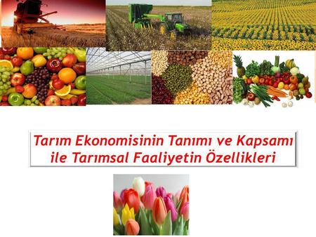 Tarım Ekonomisinin Tanımı ve Kapsamı ile Tarımsal Faaliyetin Özellikleri.