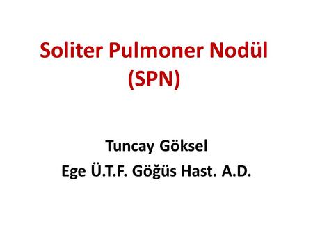 Soliter Pulmoner Nodül (SPN)