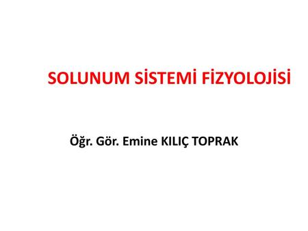 SOLUNUM SİSTEMİ FİZYOLOJİSİ