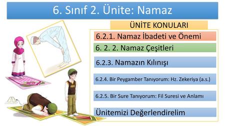 6. Sınıf 2. Ünite: Namaz ÜNİTE KONULARI Namaz İbadeti ve Önemi