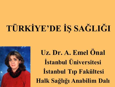 TÜRKİYE’DE İŞ SAĞLIĞI Uz. Dr. A. Emel Önal İstanbul Üniversitesi