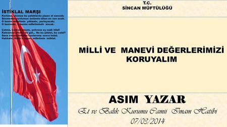 ASIM YAZAR Et ve Balık Kurumu Camii Imam Hatibi 07/03/2014