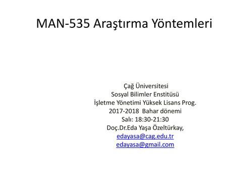 MAN-535 Araştırma Yöntemleri