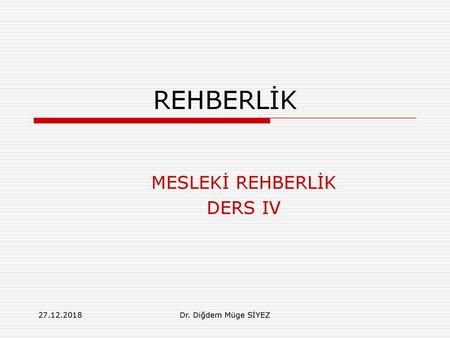 MESLEKİ REHBERLİK DERS IV