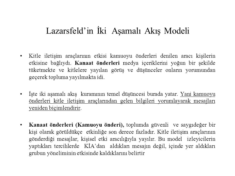 Lazarsfeld’in İki Aşamalı Akış Modeli