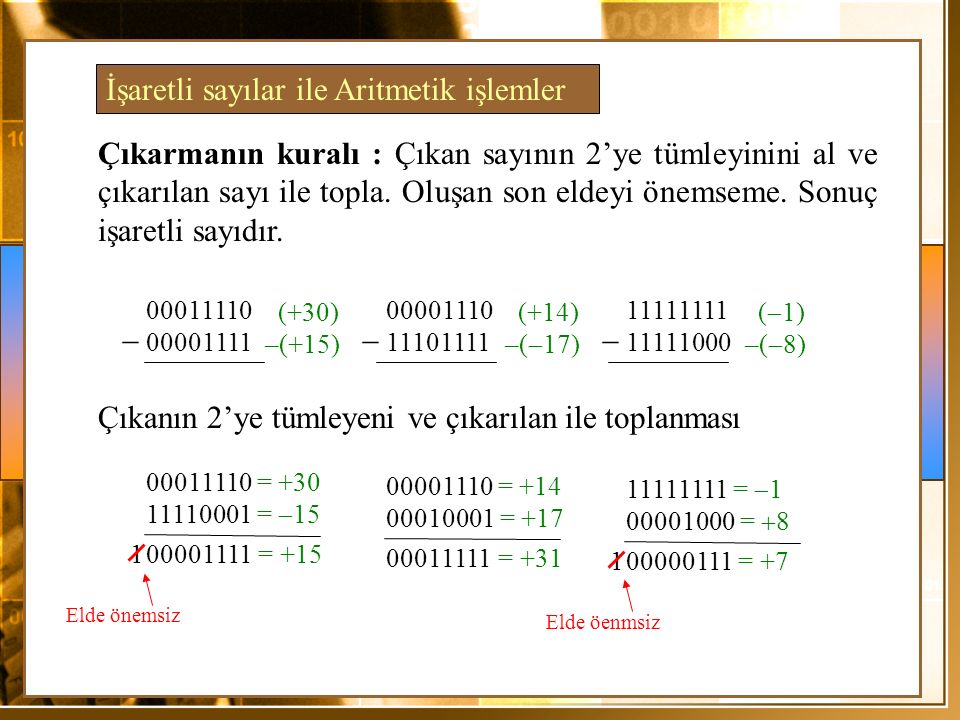 İşaretli sayılar ile Aritmetik işlemler