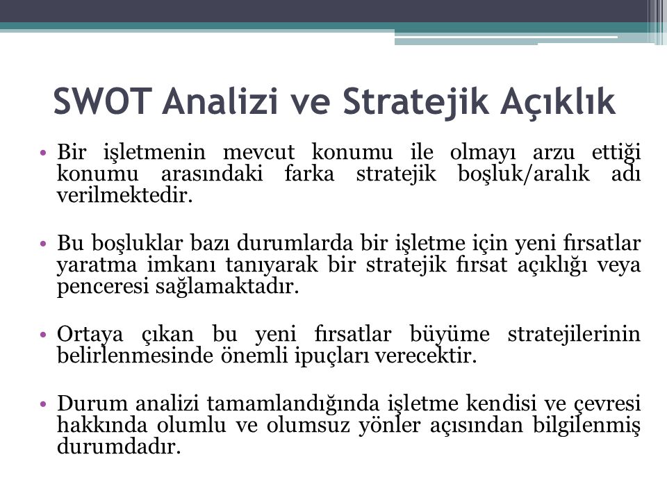 SWOT Analizi ve Stratejik Açıklık