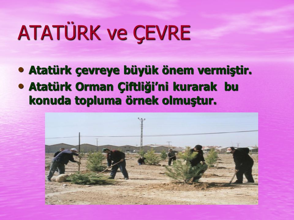 ATATÜRK ve ÇEVRE Atatürk çevreye büyük önem vermiştir.