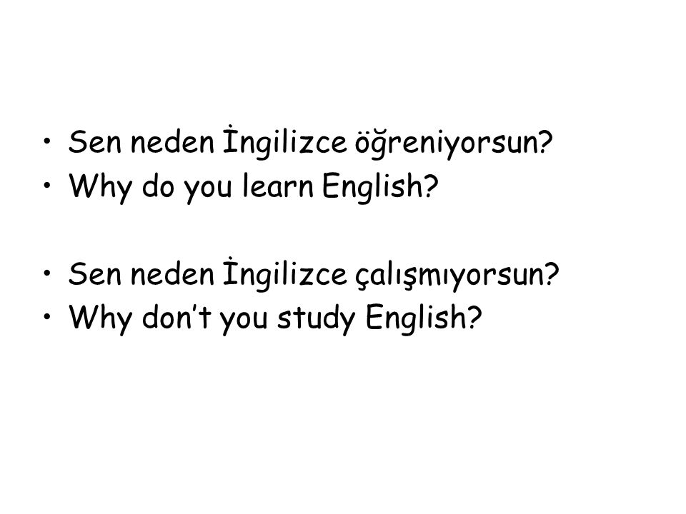 Sen neden İngilizce öğreniyorsun