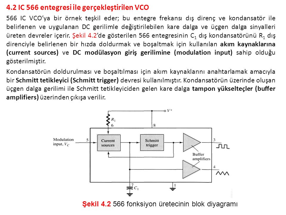4.2 IC 566 entegresi ile gerçekleştirilen VCO