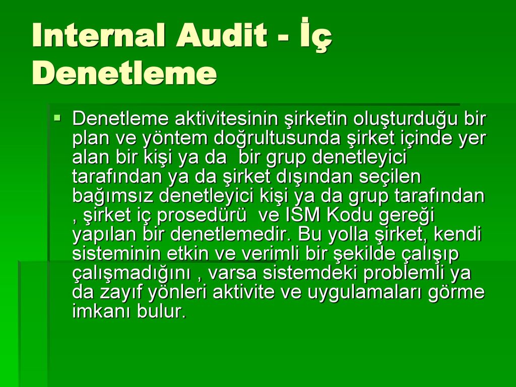Internal Audit - İç Denetleme
