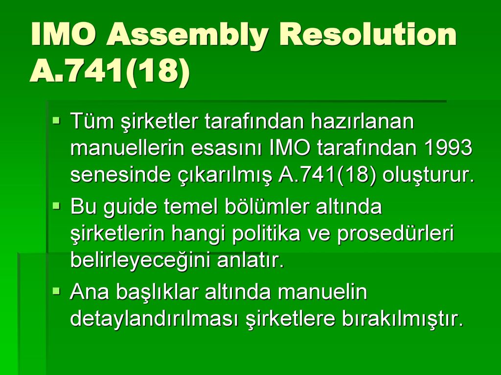IMO Assembly Resolution A.741(18)