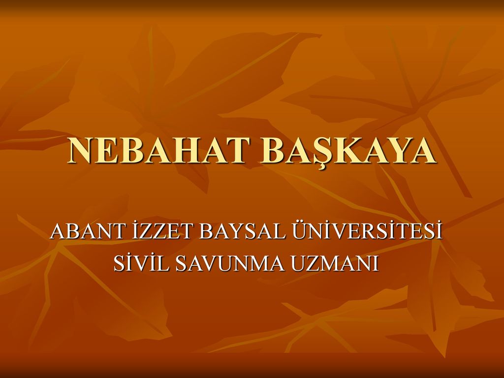 ABANT İZZET BAYSAL ÜNİVERSİTESİ SİVİL SAVUNMA UZMANI - Ppt Indir