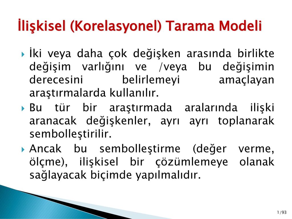 İlişkisel (Korelasyonel) Tarama Modeli