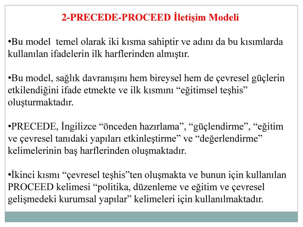 2-PRECEDE-PROCEED İletişim Modeli
