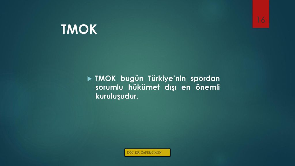 TMOK TMOK bugün Türkiye’nin spordan sorumlu hükümet dışı en önemli kuruluşudur.