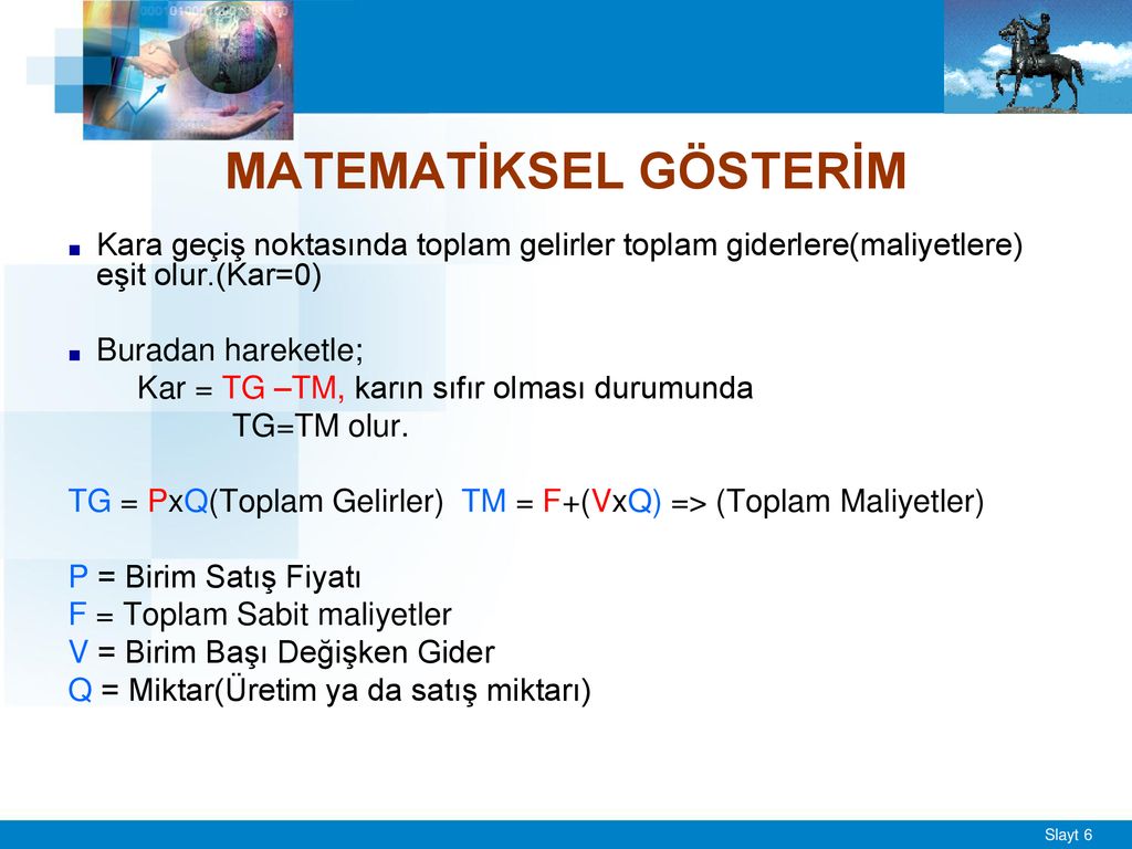 B. KARLILIK ANALİZİ Kar = Gelirler – Giderler > 0 - Ppt Indir