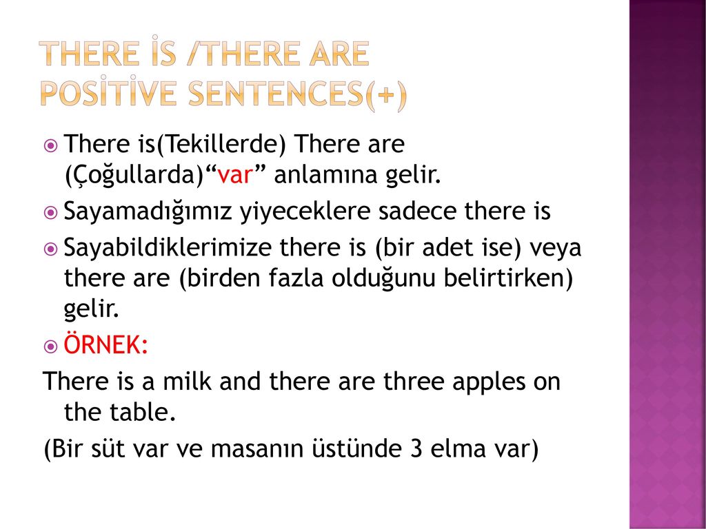 THERE İS /THERE ARE POSİTİVE SENTENCES(+)