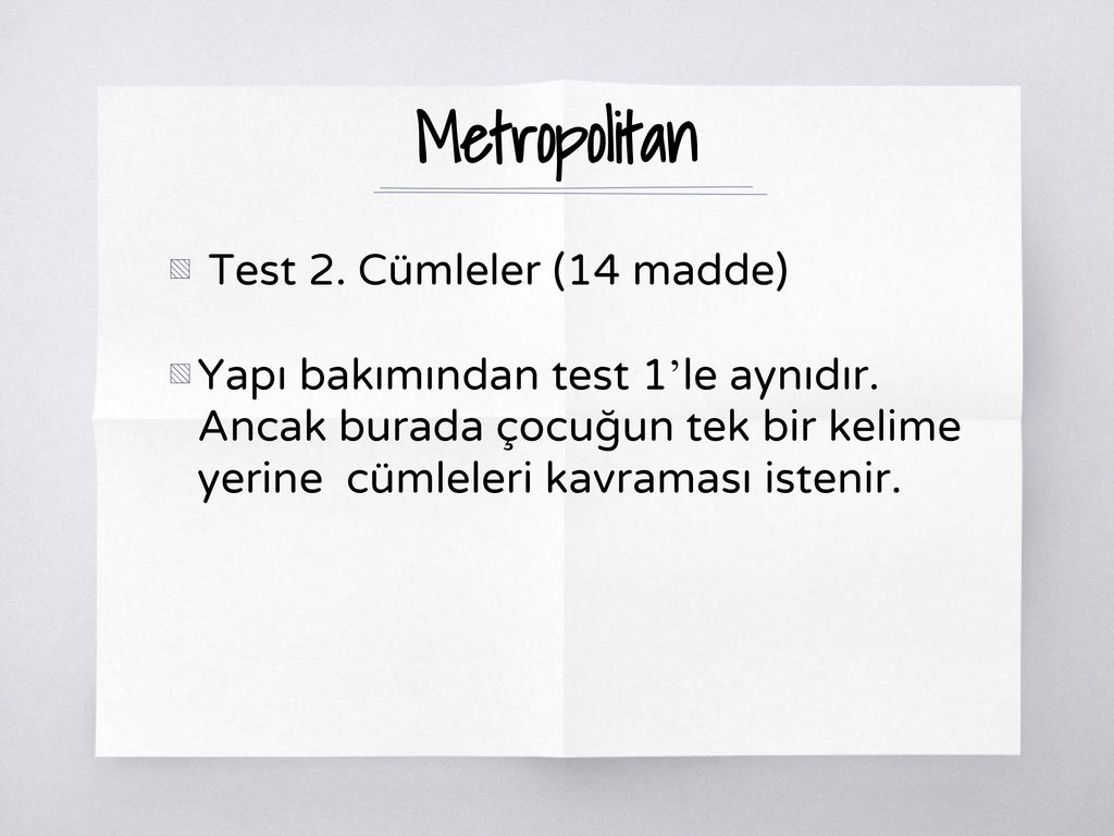 Metropolitan Test 2. Cümleler (14 madde)