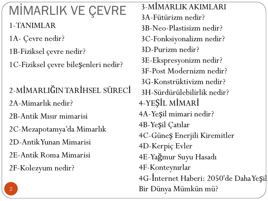 MİMARLIK VE ÇEVRE HAZIRLAYAN Esra BULUT. - ppt indir