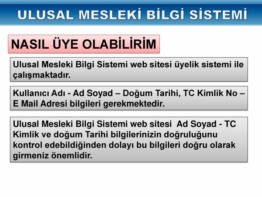 ULUSAL MESLEKİ BİLGİ SİSTEMİ - Ppt Indir