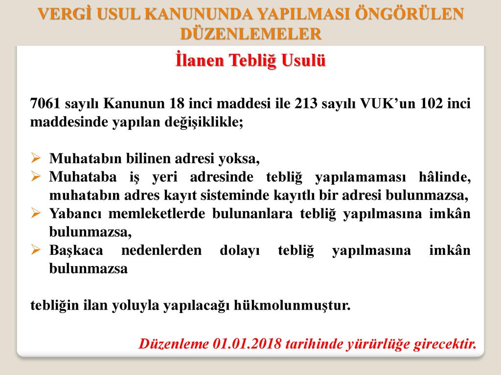 VERGİ KANUNLARINDA YAPILAN SON DEĞİŞİKLİKLER - Ppt Indir