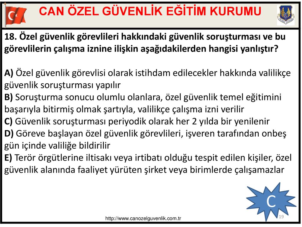 CAN ÖZEL GÜVENLİK EĞİTİM KURUMU ÖZEL GÜVENLİK SORU VE CEVAPLARI - Ppt Indir