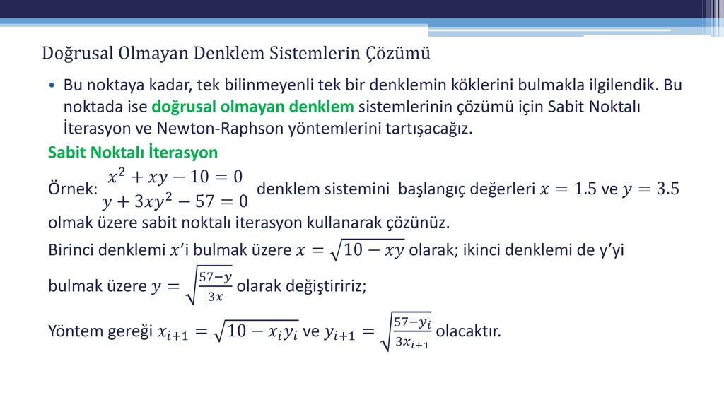 MAK212-SAYISAL YÖNTEMLER - Ppt Indir