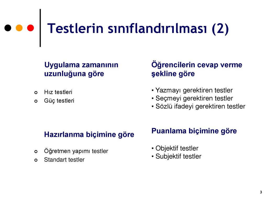 Ölçme Araçları Testlerin Sınıflandırılması Başarı Testi Geliştirme ...