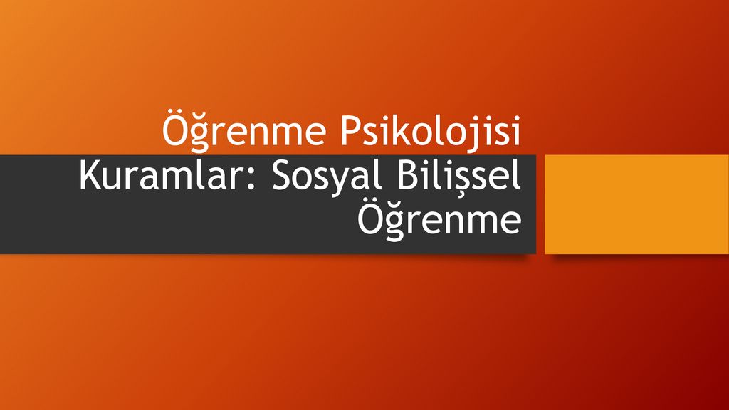 Öğrenme Psikolojisi Kuramlar: Sosyal Bilişsel Öğrenme - Ppt Indir